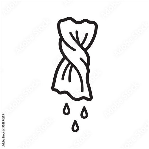 Wet Cloth Icon Representing Cleaning, Washing, and Household Tasks On White Background 