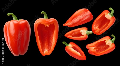 Set oof half and whole red pepper 