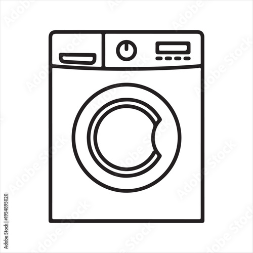 Washing Machine Icon Representing Laundry Appliance and Home Equipment On White Background 