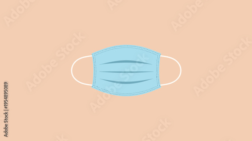 Blue Face Mask Symbolizing Protection, Urban Environment, Digital Illustration Viewpoint, Safety Concept