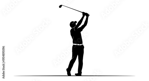 Silhouette of a Golfer Swinging a Club