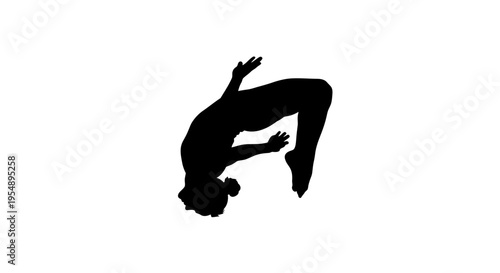 Silhouette of a Gymnast Performing a Backflip