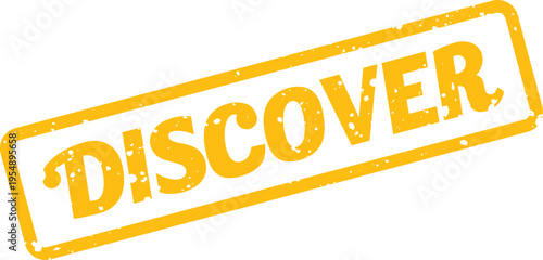 Yellow textured rubber stamp prominently features the inspirational word DISCOVER