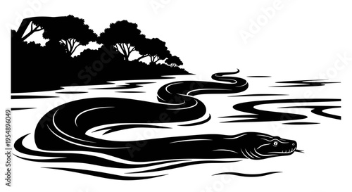 Black snake in the water.