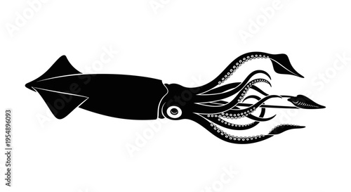Black squid side view illustration 1.