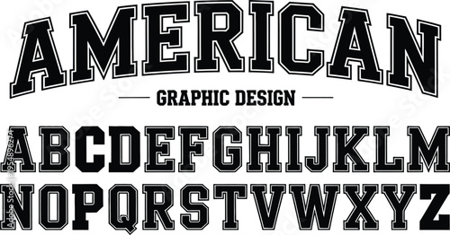 American Collegiate Varsity Alphabet Vector Font Typography for Sports Apparel and Graphic Design