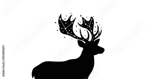 Deer Silhouette with Antlers 1.