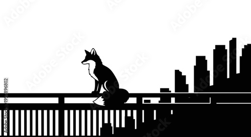 Dog Sitting on a Fence.