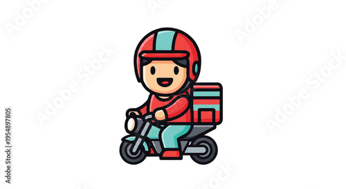 Delivery rider on scooter cartoon illustration isolated