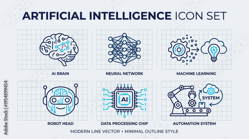 Artificial Intelligence Icon Set Collection.