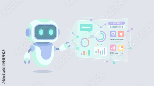 Robot with glowing blue eyes.