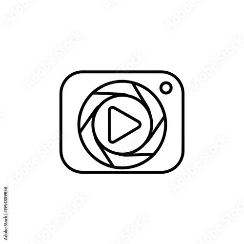 Black and white camera icon play button.