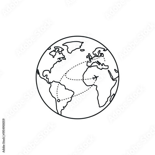 Black and white world map globe.