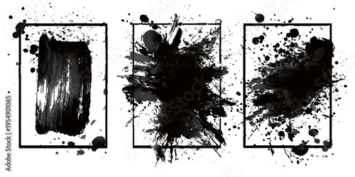 Hand drawn grunge brush stroke collection. dirty paint stains splatter effects and rough artistic design.