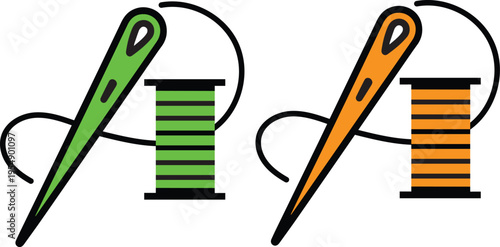 Set of 2 sewing thread spool icons vector