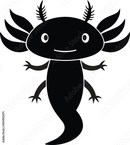 Vector black axolotl icon illustration