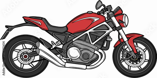 "A professional, ultra high-resolution 3D photorealistic render of a modern red superbike sport motorcycle, isolated on a solid white background. The bike features a vibrant glossy red fairing, black 