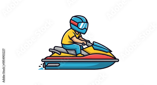 Jet ski rider illustration vector isolated white background