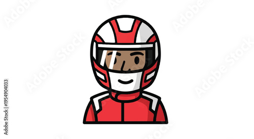 Racing driver cartoon character illustration isolated on white
