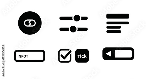 User Interface Icons: Settings, Input, Checkbox, Toggle, Alignment