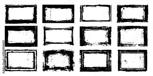 Hand drawn grunge brush stroke collection. dirty paint stains splatter effects and rough artistic design.