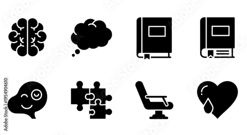 Brainstorming, Thinking, Learning, and Emotions Icon Set