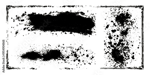 Hand drawn grunge brush stroke collection. dirty paint stains splatter effects and rough artistic design.