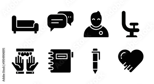Set of Icons for Therapy and Support Services