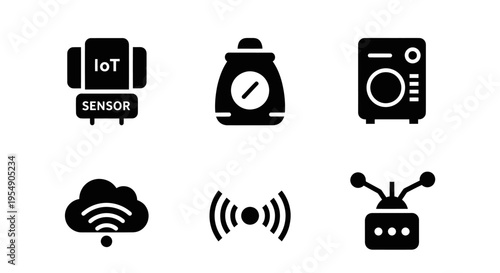 IoT Sensor Icons: Cloud, Wi-Fi, Weather Station, Device