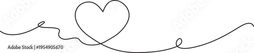 Heart in one line art style. Drawing of a love symbol with editable black stroke on a white background. Vector illustration. Hand drawn line art of two hearts, isolated on a transparent background. 