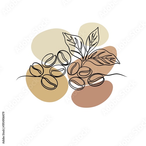 Minimalist Coffee Beans Continuous Line Art with Abstract Organic Shapes