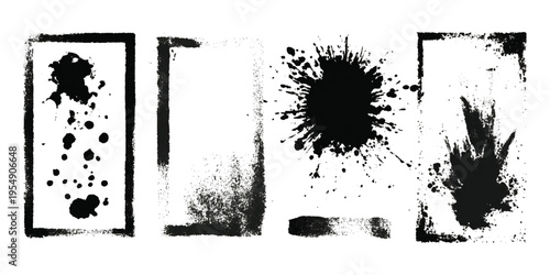 Hand drawn grunge brush stroke collection. dirty paint stains splatter effects and rough artistic design.