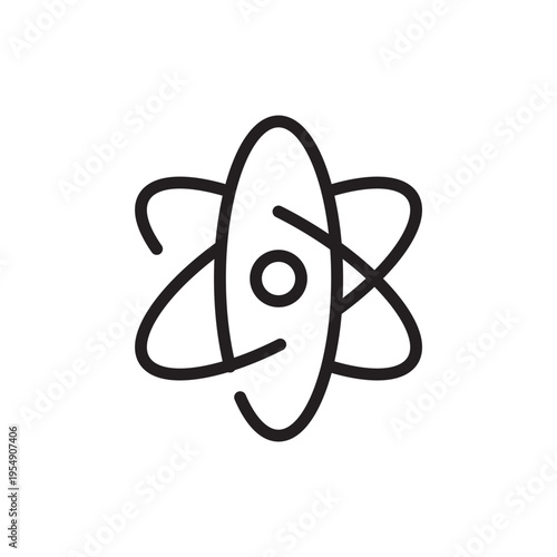 Atom Symbol Line Icon. Science Technology Outline Vector