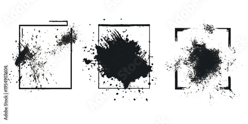 Hand drawn grunge brush stroke collection. dirty paint stains splatter effects and rough artistic design.