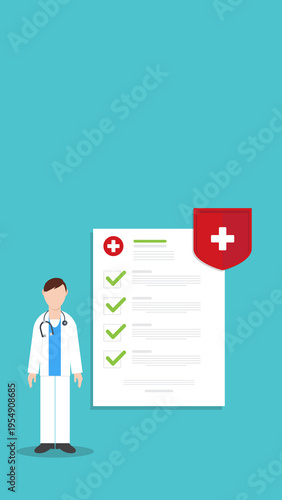 Health Insurance Concept with Doctor Medical Checklist Coverage Protection Healthcare Service