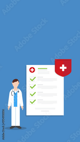 Health Insurance Concept with Doctor Medical Checklist Coverage Protection Healthcare Service