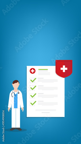 Health Insurance Concept with Doctor Medical Checklist Coverage Protection Healthcare Service