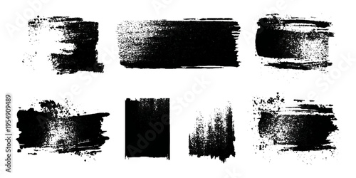 Hand drawn grunge brush stroke collection. dirty paint stains splatter effects and rough artistic design.