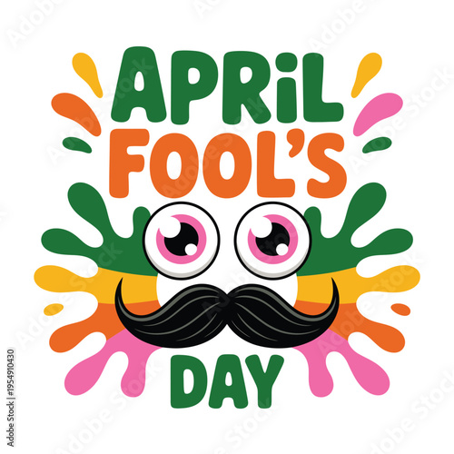 Cartoon style April Fools Day greeting with grinning jack o lanterns