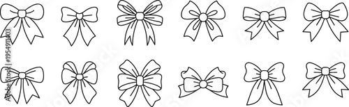 Elegant Bow Collection: A curated ensemble of delicate bows, perfect for adding a touch of sophistication to any design or project. A simple style with great possibilities.