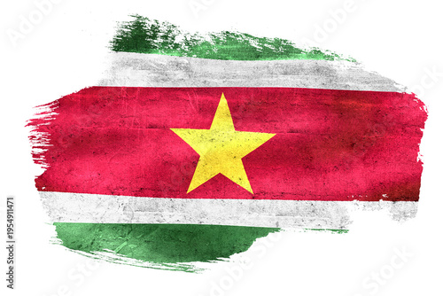 Obraz na plátně Suriname flag painted brush stroke transparent render