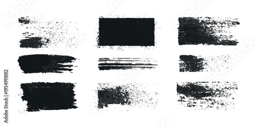 Hand drawn grunge brush stroke collection. dirty paint stains splatter effects and rough artistic design.