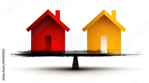 Houses on tree with paint splatter three houses perched on a tree surrounded by vibrant paint splatters creating a whimsical scene