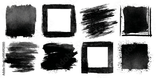 Hand drawn grunge brush stroke collection. dirty paint stains splatter effects and rough artistic design.