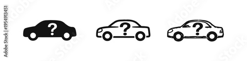 Mystery Car Question Mark Icons Collection for Unknown Vehicles
