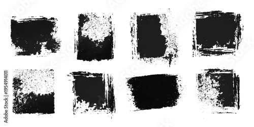 Hand drawn grunge brush stroke collection. dirty paint stains splatter effects and rough artistic design.