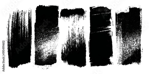 Hand drawn grunge brush stroke collection. dirty paint stains splatter effects and rough artistic design.