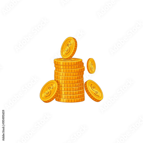Vector illustration of a stack of gold coins