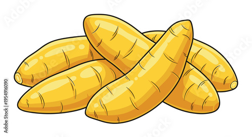 Vibrant illustration of a small pile of fresh yellow carrots, each with a smooth, elongated shape, ready for culinary use or healthy snacking.