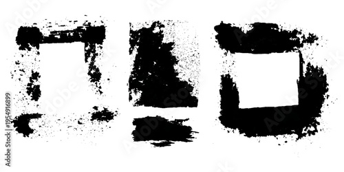 Hand drawn grunge brush stroke collection. dirty paint stains splatter effects and rough artistic design.